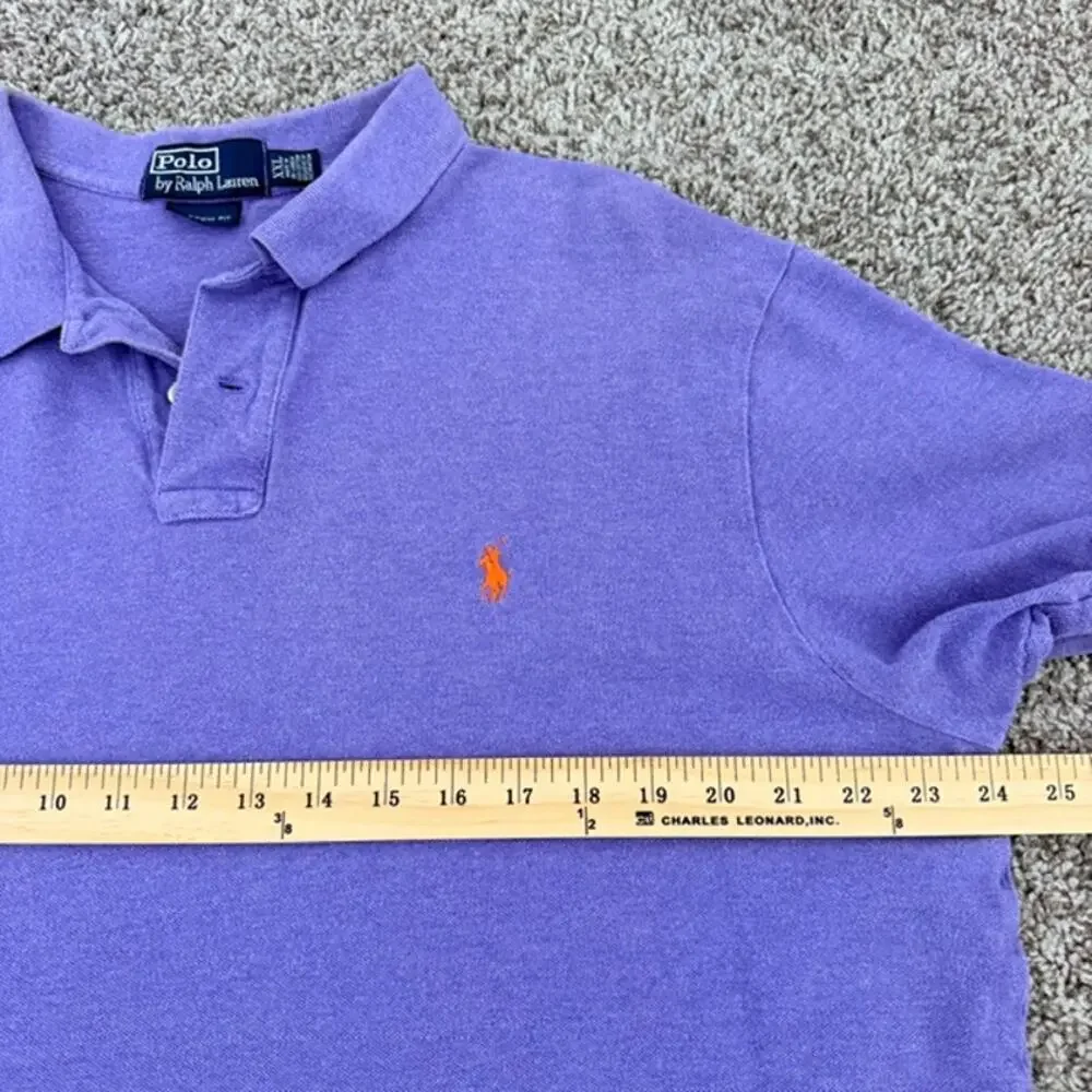 Ralph Lauren Polo‎ Shirt Men Custom Fit XXL Blue Purple Short Sleeve Soft Casual